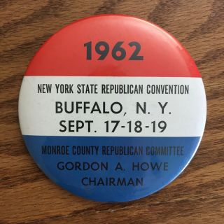 1962 York State Republican Convention - County Political Campaign Button Pin