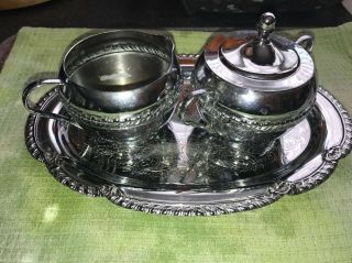 Vintage Irvinware Sugar And Creamer Set W/ Tray Plate 1960/70s