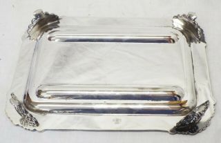 Old Antique Silverplate INKWELL STAND 2 Glass Inkwells w/ Brass Lids SIGNED C.  S. 5