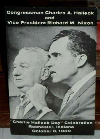 1959,  Rochester,  Indiana,  Political,  Postcard,  Richard Nixon,  Charlie Halleck,  Vg Cond