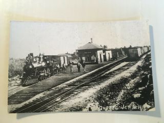 Vintage Real Photo Postcard Railroad Station Depot Quebec Junction Nh