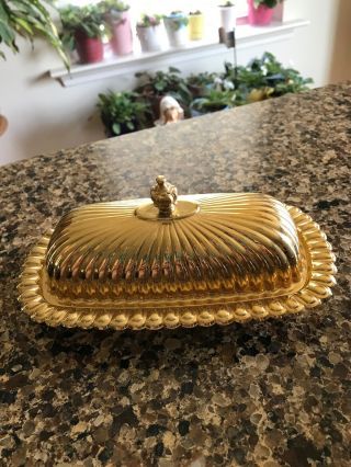 Vintage Wmf 24k Gold Electroplate Golden 49er Butter Dish Made In Usa