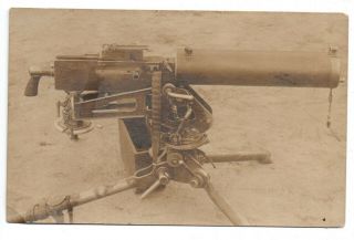 Antique World War One Ww1 Rppc Browning Model 1917 Machine Gun Photo