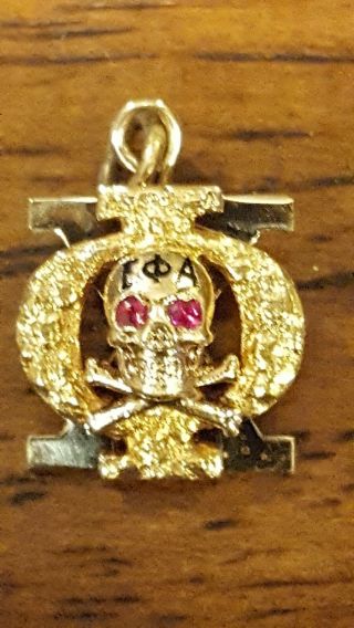 Epsilon Phi Alpha Skull Crossbones Charm Or Pendant 14k Yellow Gold
