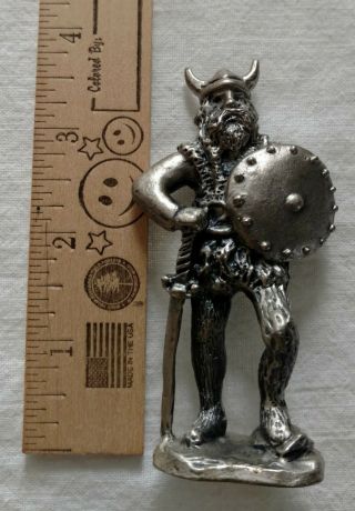 Selandia Olaf 4 " Pewter Viking Norse Warrior Figure Horned Helmet Shield 1983