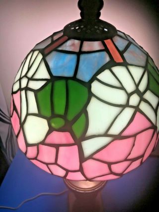 Vintage Tiffany Style Slag Stained Glass Lamp Shade Floral