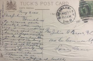 1911 Brooklyn Ny Sta.  D Postmark Tuck’s Postcard Flora Favors Pretty Flowers 2