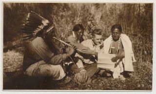 Rppc Composer Lieurance Thurlow W Native American Indians Music Photo Postcard