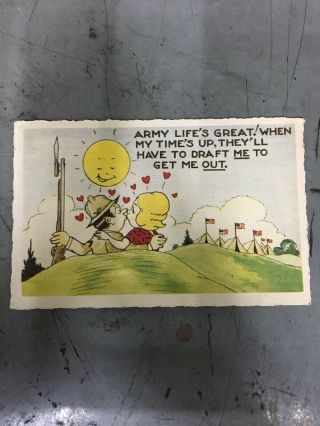 Military Comic Postcard Wwii Camp Crowder Mo Colorcraft