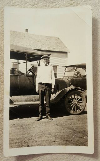 Vintage Black And White Photograph Of Young Boy With Car Yale,  Oklahoma