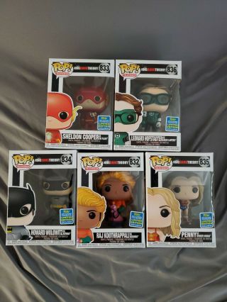 Big Bang Theory Funko Pop Set 2019 Sdcc Justice League Shared Complete Set