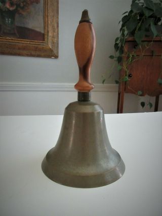 Antique,  Large 8 ",  School Bell,  Loud Sound,  Turned Wood Handle,  Circa1800s,  13