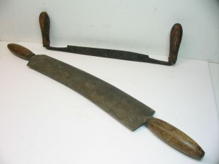 Vintage 17 " And 11 " Antique Draw Knife Spoke Shave Wood Workers Tool Large