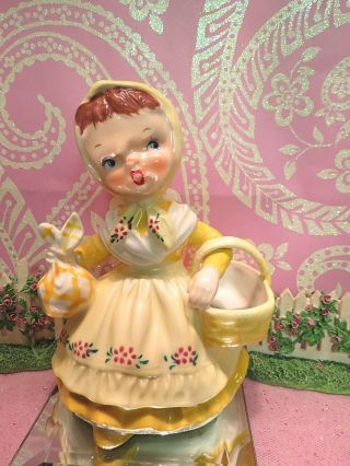 Vtg To Market Storybook Shopper Girl W Basket Scarf & Bow Yellow Pinafore 5