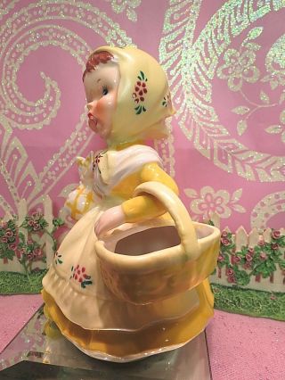 Vtg To Market Storybook Shopper Girl W Basket Scarf & Bow Yellow Pinafore 7