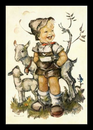 Dr Jim Stamps Child Farm With Goats Germany Continental Size Postcard