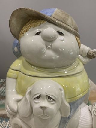 Fitz And Floyd Runaway Boy With Dog Candy Jar Rare Cookie Jar From The 70’s