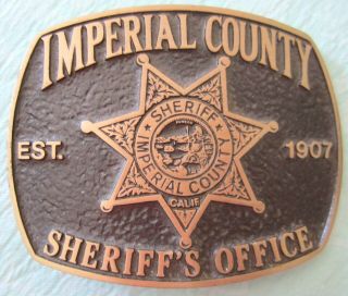 Solid Brass Belt Buckle Imperial County Sheriff 