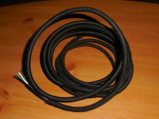 Black Cotton Cloth Covered 3 - Wire Round Cord,  Vintage Lamp 18ga