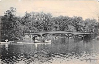 York City Central Park - Swan Bridge Rotograph Photo Postcard 1906