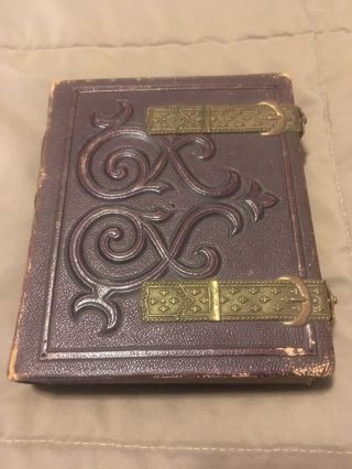 Antique Leather Photo Album Filled With Old Portraits