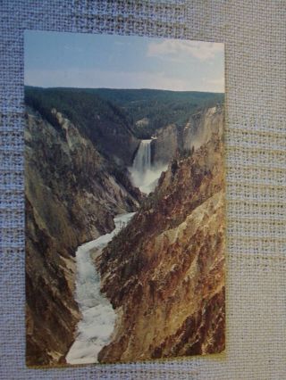 Vintage Postcard Lower Falls From Artist Point Yellowstone National Park Wyoming