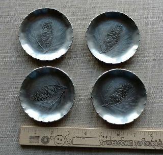 4 Vintage Wendell August Forge Aluminum Pinecone Coaster Pine Cone