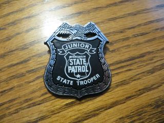 Junior Wisconsin State Patrol State Trooper Plastic Badge Pin Button,  Vtg