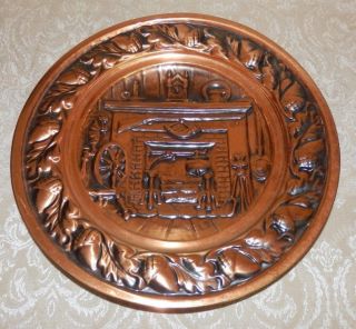 Vintage Coppercraft Guild Wall Plate Embossed Copper Fireplace Accorns Primitive