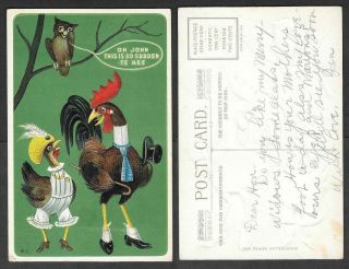 Old Rooster,  Chicken Postcard - Winsch Chantecler Series - Anthropomorphic