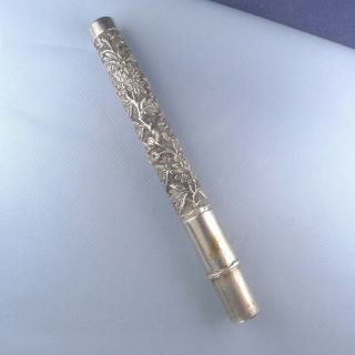 Antique Chinese Sterling Silver Pencil Holder / Case