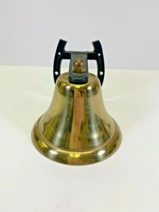 Vintage Brass Patio Garden Bell With Horseshoe Wall Mount