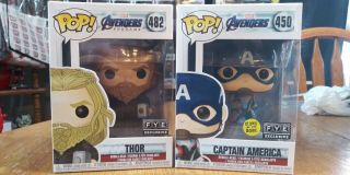 Funko Pop Marvel Avengers End Game Captain America 450 And Thor 482 Bundle