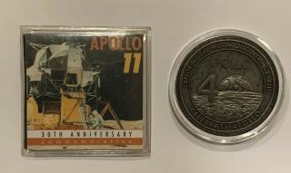30th & 40th Anniversary Apollo 11 Flown Metal Commemorative Medallions