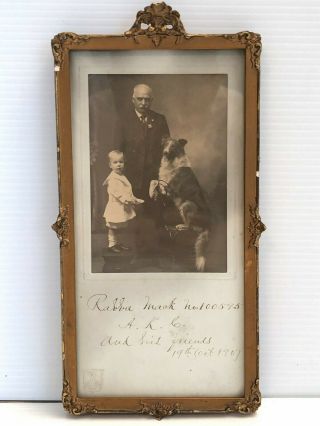Antique Cabinet Photo 1907 Civil War Veteran Robert Mckinlay & Akc Collie Dog
