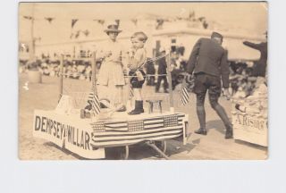 Rppc Real Photo Postcard 4th Of July Parade Dempsey & Willard Float Little Boys