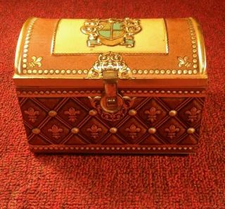 Vintage Tin Treasure Chest Made In Western Germany 6 " X4.  25 " X4 "