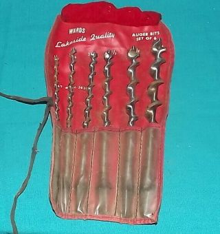 Wards Lakeside Quality Auger Bit Set Of 6 With Pouch 1/4 5/16 3/8 1/2 5/8 3/4