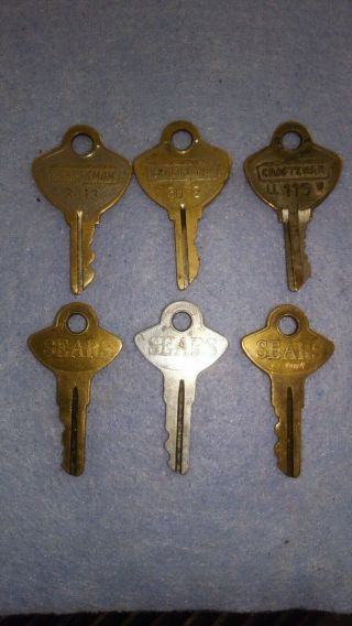 Six Vintage Sears Craftsman Tool Box Chest Keys