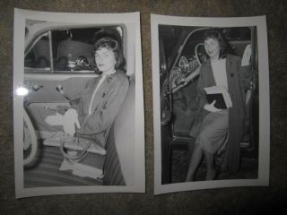 Vintage Black & White Photos 2 Shots Of Girl In Car 1950s,  3.  5x5