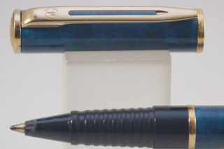 Waterman Laureat Mkii Rollerball Pen,  Aqua Blue With Gold Plated Trim