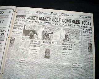 Very 1st The Masters Golf Tournament Day One W/ Bobby Jones 1934 Old Newspaper