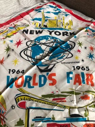 1964 - 65 York Worlds Fair Scarf Souvenir 27 X 28 Unisphere