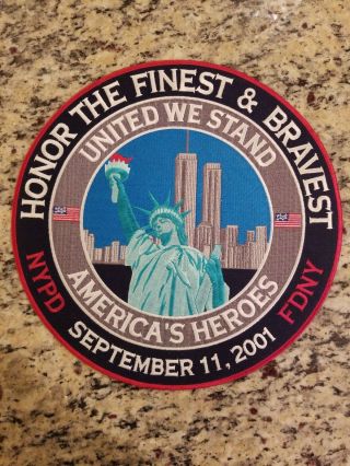 9/11 Nypd Fdny Large Patch Honor The Finest And The Bravest 12 "