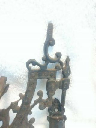 Antique Victorian Ornate Cast Iron Oil Lamp Holder Sconce Bracket Swivel Arm 3