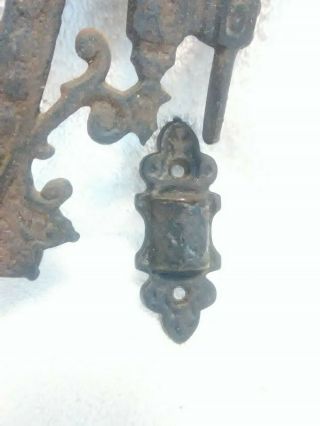 Antique Victorian Ornate Cast Iron Oil Lamp Holder Sconce Bracket Swivel Arm 4