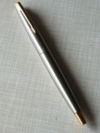 Parker 45 Coronet Fountain Pen In Stainless Steel 18k/750 Nib - Made In France