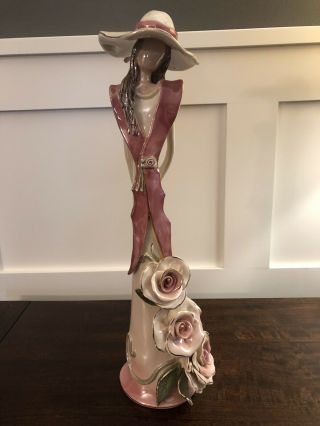 2004 Blue Sky Clayworks By Heather Goldminc Lady In Pink 16 " Tall