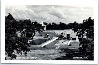 Bandera,  Texas Rppc Photo Postcard Lost Valley Ranch Swimming Pool View C1940s