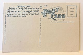 Old Postcard MA Boston Entrance to Franklin Park Tichnor Bros B2 2